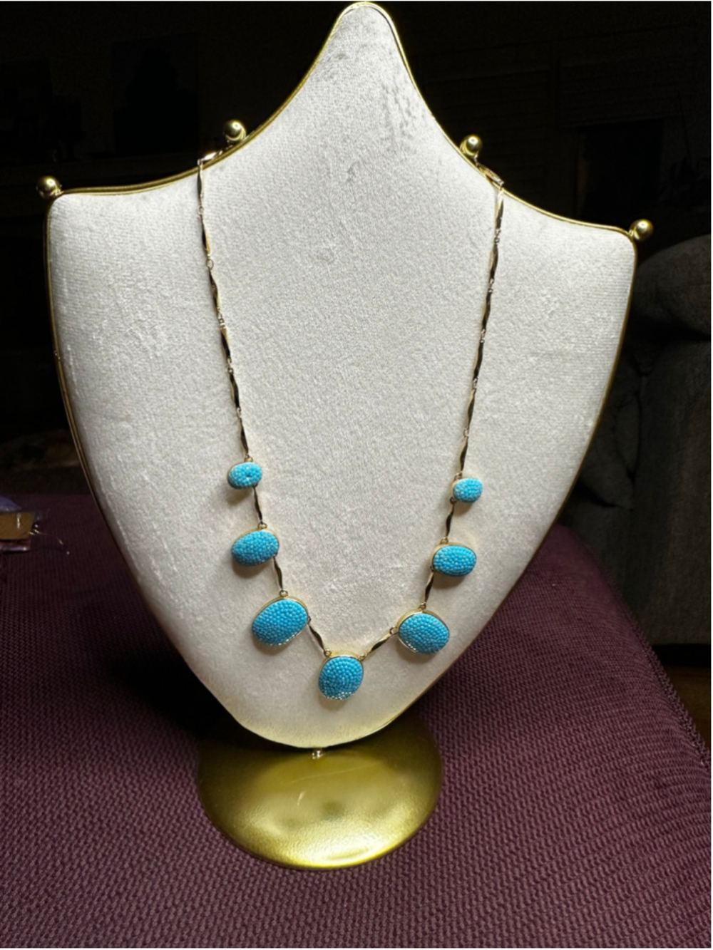 Kate Spade Gold Tone Blue Stone Statement Necklace